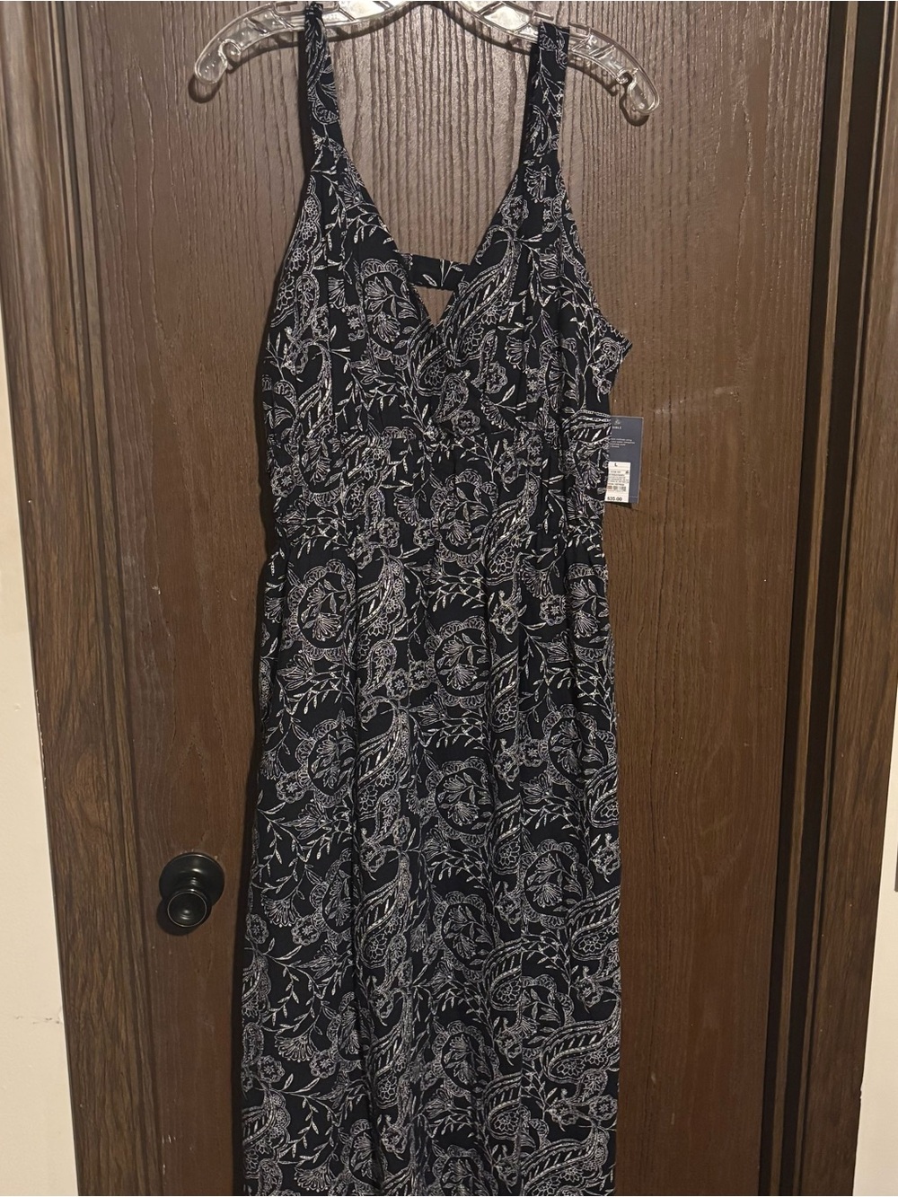Universal Thread Black Maxi Dress with White Botanical Print